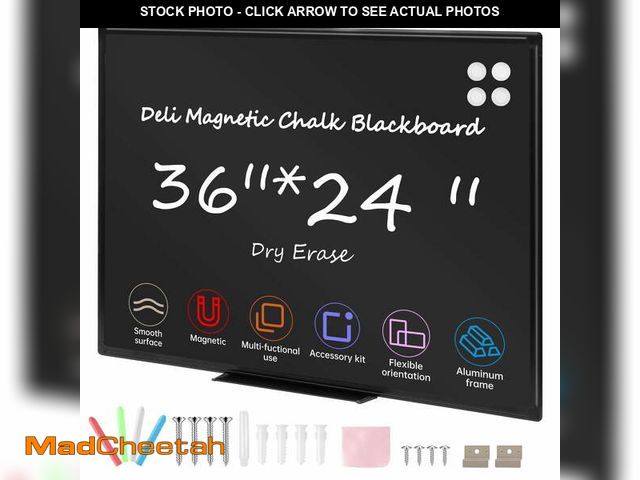 Lot 74-13042723 - Deli Magnetic Blackboard Dry Erase Board, 36" x 24" Wall Mounted Black Board with Aluminium Frame fo...