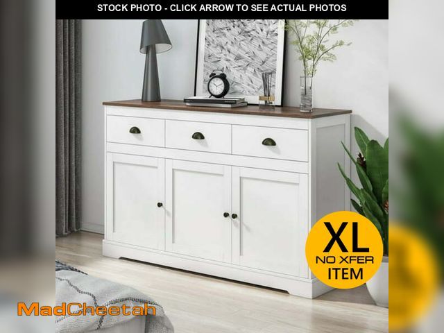 Lot 74-13055744 - (MISSING HARDWARE) Homfa Sideboard Buffet Cabinet with 3 Drawers , 53.54'' W Storage Cabinet with Ad...