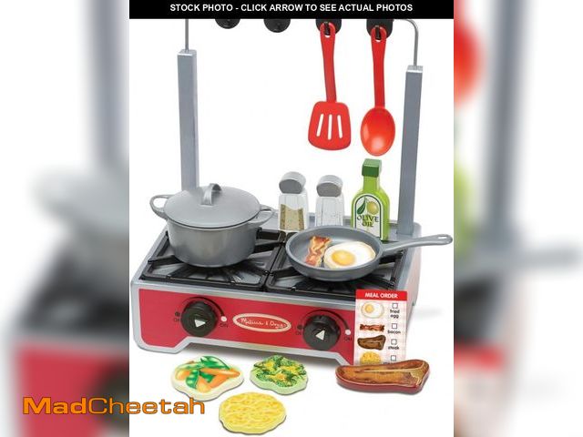 Lot 74-12096343 - Melissa &amp; Doug 19-Piece Deluxe Wooden Cooktop Set with Wooden Play Food, Durable Pot and Pan - U...
