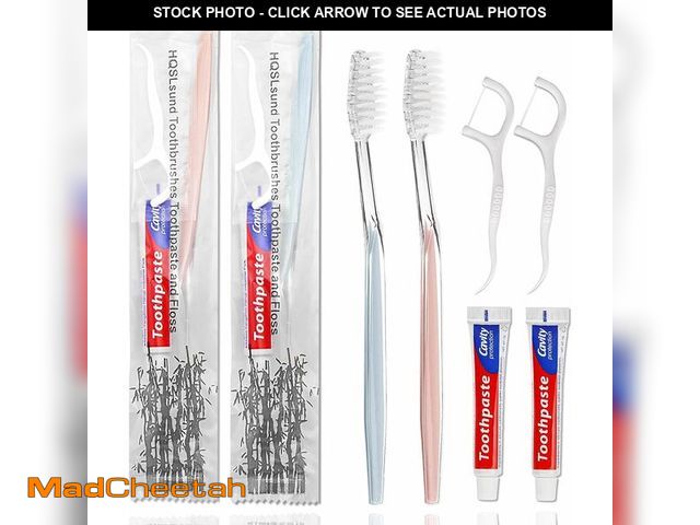 Lot 74-13570312 - HQSLsund 100pcs Disposable Toothbrushes with Toothpaste Floss Individually Wrapped, 2 Color Disposab...