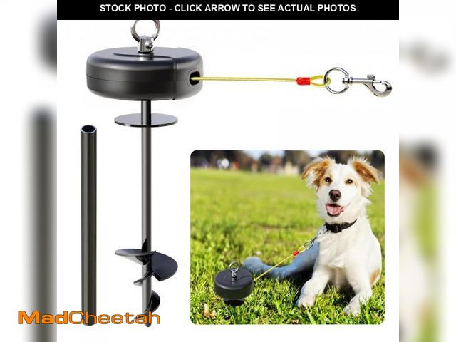 Lot 74-11545505 - 30ft Retractable Dog Tie Out Cable and Stake - No Tangle Retractable Dog Leash for Dogs Between 10-9...