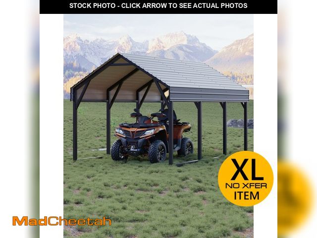 Lot 74-13525674 - GarveeLife 12x13 ft Metal Carport Shed, Reinforced Frame and Steel Roof for All-Weather Use, Permane...