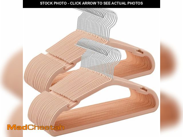 Lot 74-13041710 - SONGMICS Kids Hangers 50 Pack, 14 x 8 Inches, Non-Slip Velvet Baby Hangers for Closet, Space-Saving,...