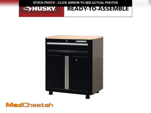 Lot 74-12988244 - Husky Ready-to-Assemble 24-Gauge Steel 1-Drawer 2-Door Garage Base Cabinet in Black (28 in. W x 32.8...