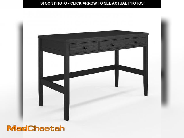 Lot 74-12393771 - Martha Stewart Rhett Home Office Desk with 3 Drawers and Tapered Legs in Black with Oil Rubbed Bronz...