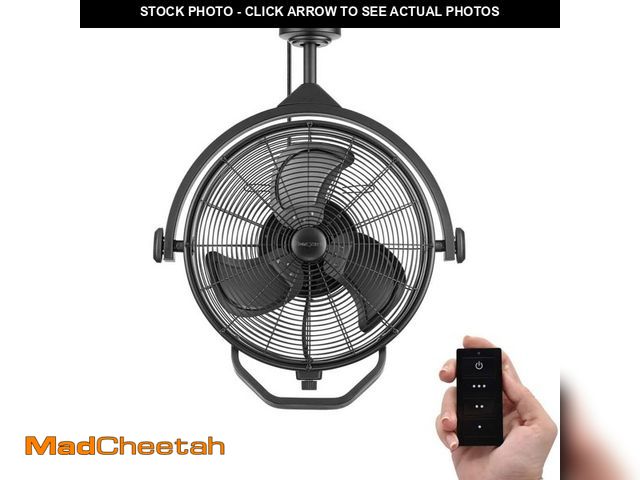 Lot 74-12557421 - Honeywell 18 in. Indoor/Outdoor Patio Matte Black Cage Ceiling Mounted Fan with Remote - UNUSED