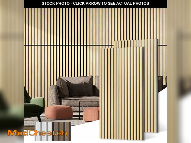 Lot 74-14598505 - Acoustic Wood Wall Panels, 2-Pack 45.3" x 23.6" Soundproof Wall Panels, Wood Slat Wall Panels for Wa...