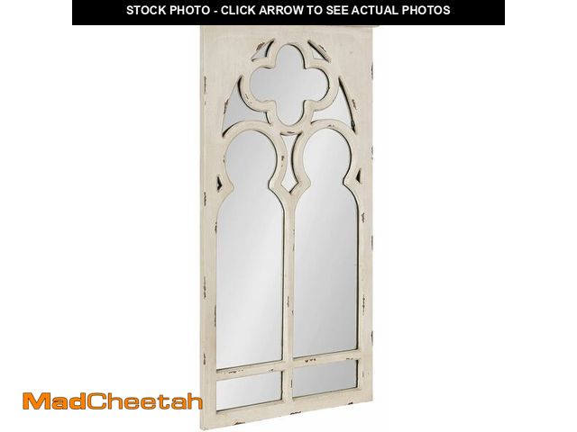 Lot 74-12633133 - Kate and Laurel Mirabela Farmhouse Casual Wood Framed Decorative Arch Wall Mirror, White - UNUSED