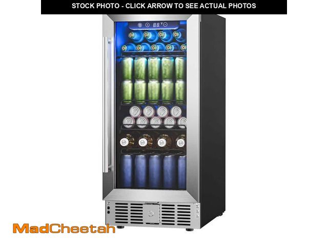 Lot 74-13112983 - SIMZLIFE 23.in. Single Zone 130-Cans Freestanding/Built-in Beverage and Wine Cooler in Black, with R...