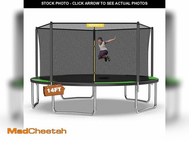Lot 74-12938043 - Mersco 14ft Trampoline Heavy Duty Outdoor Trampoline for Kids, Backyard Trampoline with Enclosure Ne...