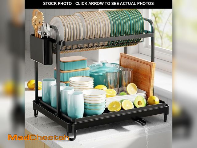 Lot 74-13629712 - Sakugi 2-Tier Dish Drying Rack - Stainless Steel Dish Rack with Cutlery &amp; Utensil Holders for Ki...