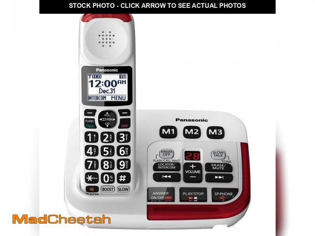 Lot 74-12219424 - Panasonic 1 Handset Amplified Cordless Phone with Slow Talk, 40dB Volume Boost, 100dB Loud Visual Ri...