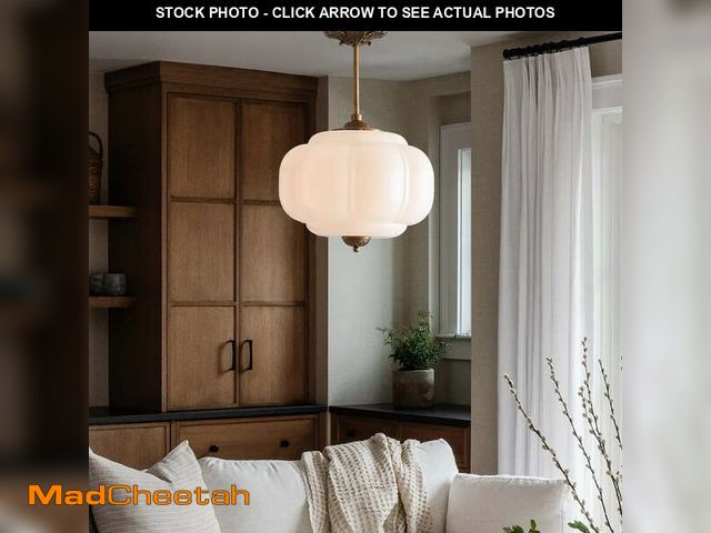 Lot 74-12637851 - Arturesthome Eloise Scallop Milk Glass Semi-Flush Mount Pendant Ceiling Light - UNUSED