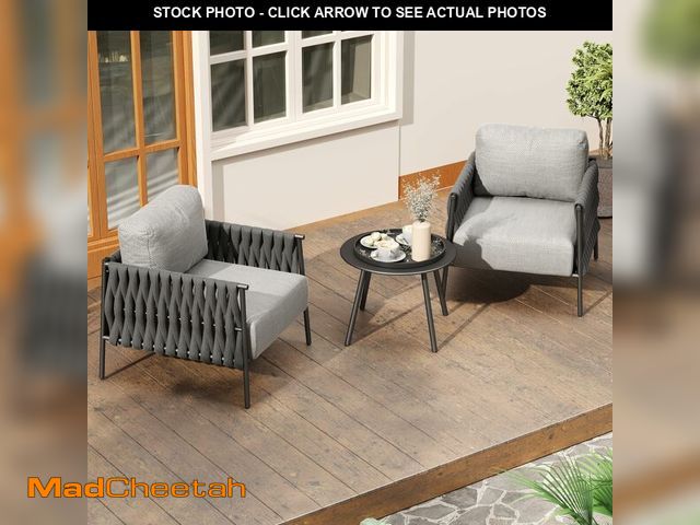 Lot 74-12659062 - EAST OAK 3-Piece Patio Furniture Set | Armchairs &amp; Coffee Table | Outdoor Furniture with Cushion...