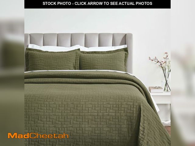Lot 74-14213934 - Superior 3 Piece Cotton Bedspread and Sham Set, Home Bed Decor, Decorative Bed Spread, 2 Pillow Sham...