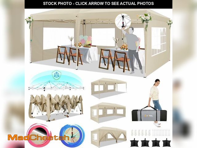 Lot 74-12894843 - HOTEEL 10x20 Pop Up Canopy Tents for Parties, Outdoor Tent with 6 Sidewalls &amp; 8 Wind-Resistant R...