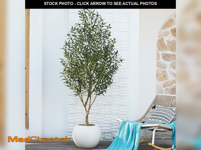 Lot 74-14286464 - 7FT Fuller Artificial Olive Tree in Pot, Artificial Olive Plants with Fruits, Realistic Indoor Outdo...