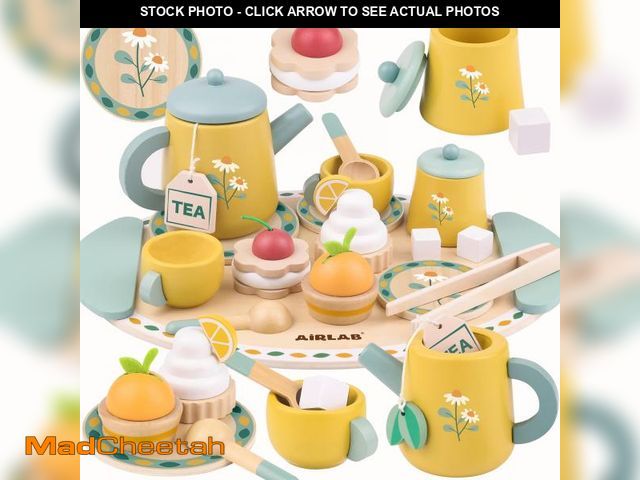 Lot 74-12121760 - Tea Sets for Toddlers 3-5 Girl Birthday Gift 2 Year Old Princess Party Wooden Play Food Toy Sets for...