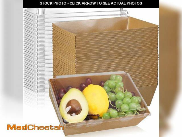 Lot 74-14152232 - ReliThick 50 Pack 8 x 6 Charcuterie Boxes with Clear Lids Large Individual to Go Food Containers Dis...
