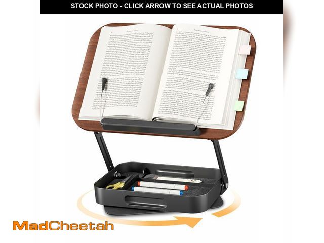 Lot 74-14472676 - Adjustable Book Stand with Storage Drawer, 360ÃÂ° Rotating Book Holder, Height &amp; Angle Adjustab...