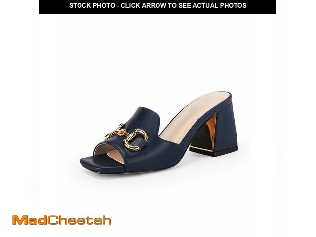 Lot 74-14267573 - gihubafuil Women's Sandals Peep Toe Slides Chunky Heel Mules Single Band Comfort Slip-on Shoes with ...