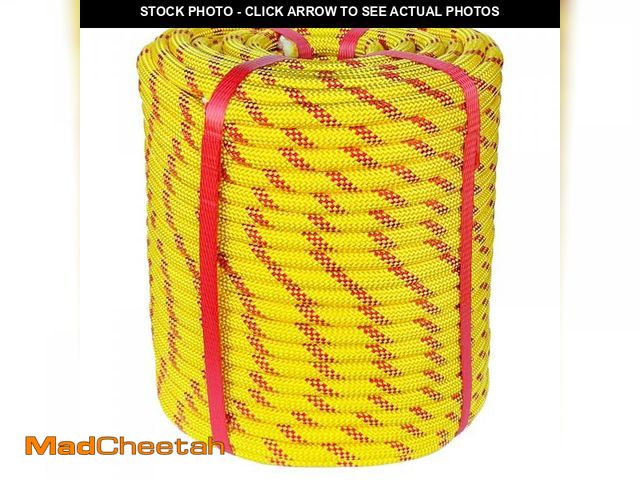Lot 74-11847439 - Climbing Rope 1/2 in x 200 Ft Yellow Bull Rope Polyester Braided Arborist Rope 1/2 inch 48 Strands 2...
