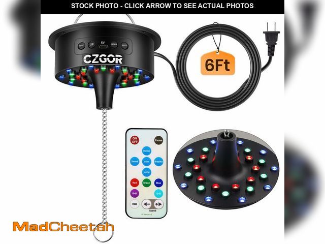 Lot 74-12602024 - Disco Ball Motor with Light with Remote, Rotating 0/3/6/9/12/15 RPM Adjustable Speed, 30 RGB LEDs Li...