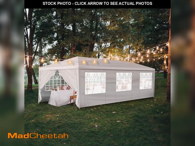 Lot 74-12490213 - (MISSING HARDWARE) Ktaxon 10' X 30' Canopy Tent with 8 Side Walls for Party Wedding Camping and BBQ ...