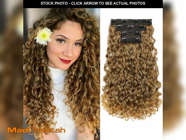 Lot 74-14212921 - REECHO Clip in Hair Extensions - 4PCS 18" GoGo Curly Hair Extensions 100% Super Protein Hairpieces w...