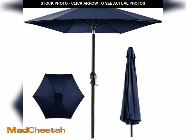 Lot 74-14370563 - Best Choice Products 10ft Outdoor Steel Market Patio Umbrella w/ Crank, Tilt Push Button, 6 Ribs - N...