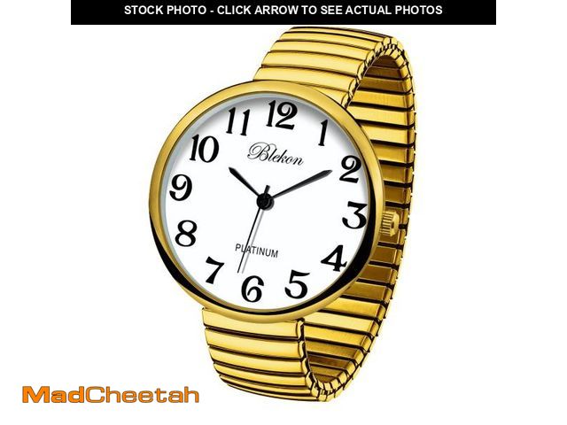 Lot 74-11547383 - Blekon Collections New Super Large Face Stretch Band Japanese Movement PC21J Fashion Watch (Gold) - ...