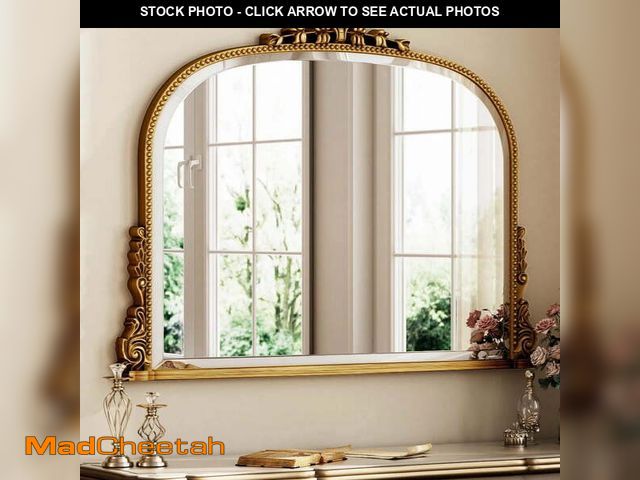 Lot 74-14322821 - BEAUTYPEAK 36"x 27" Arched Vanity Mirror Vintage Decor Mirror Wall Mounted, Antique Gold - UNUSED