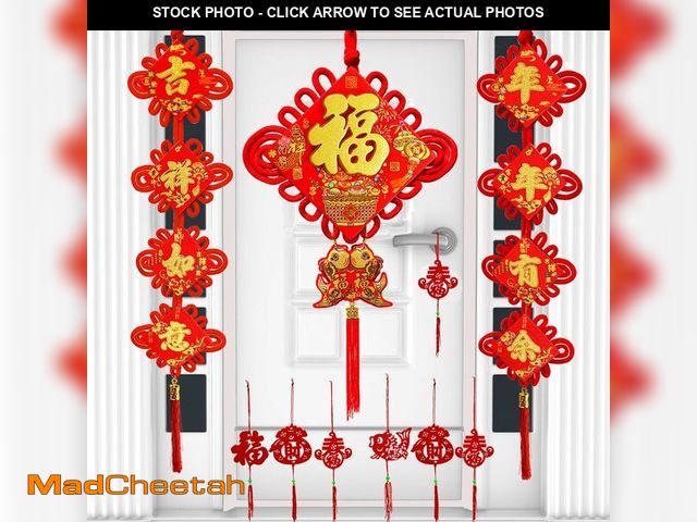 Lot 74-13478038 - Valauni Chinese New Year Decorations 2026 Red Chinese Knot FU-Character and Chinese Couplets for Yea...