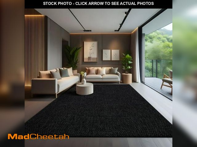 Lot 74-12378982 - CAMILSON Solid Non Shedding Easy-Cleaning Outdoor Jute Rug Dark Gray 9x12 - UNUSED