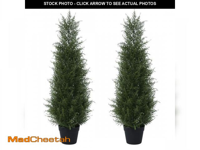 Lot 74-12481535 - DR.Planzen Artificial Cedar Tree 2 Pack 3 Ft Outdoor Artificial Topiary Cedar Plants Fake Tree UV Ra...