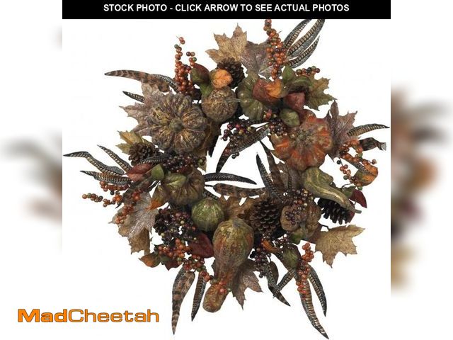 Lot 74-12399995 - Nearly Natural 28in. Autumn Pumpkin Wreath - UNUSED