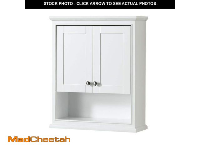 Lot 74-13612173 - Wyndham Collection Deborah 25 in. W x 30 in. H x 9 in. D Bathroom Storage Wall Cabinet in White - UN...