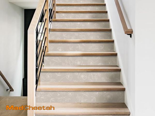 Lot 74-12436034 - Flortlias 15Pcs Leather Textured Vinyl Peel and Stick Stair Riser Decals, Self-Adhesive Staircase Ri...