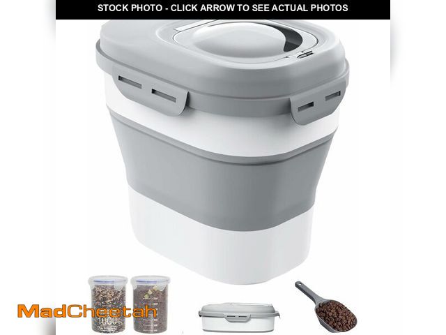 Lot 74-10823214 - DDMOMMY 30-35 Lbs Dog Food Storage Container Collapsible Dog Food Container with Airtight Lids, Whee...