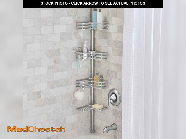 Lot 74-12857083 - Better Homes &amp; Gardens Adjustable Rust-Resistant Satin Nickel Tension Pole Shower Caddy, 3 Tier,...