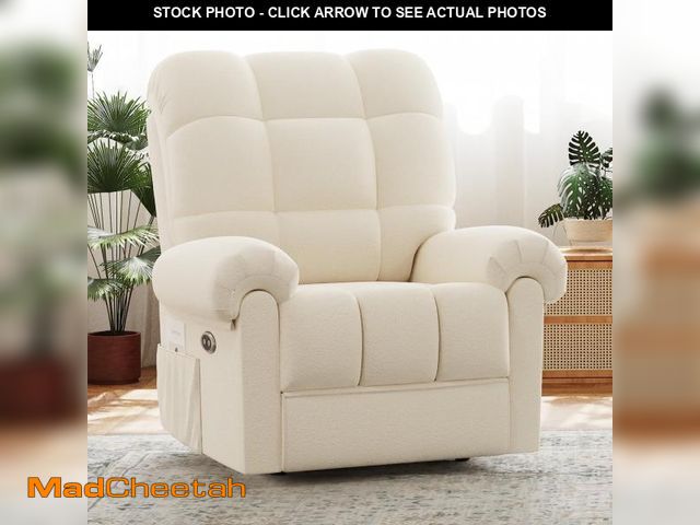 Lot 74-12205413 - Power Recliner Chair,Electric Recline Sofa Chair for Adults with USB Port,Comfy Teddy Fleece Adjusta...