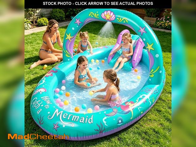 Lot 74-14385487 - SULIFEEL 2026 Inflatable Mermaid Play Center Kiddie Pool with Slide and Sprinkler for Children, Summ...