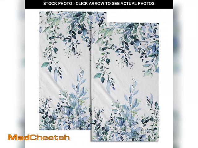 Lot 74-12048034 - Blue Eucalyptus Hand Towels Set of 2 Sage Leaves Soft Absorbent Small Bath Towel Kitchen Dish Guest ...