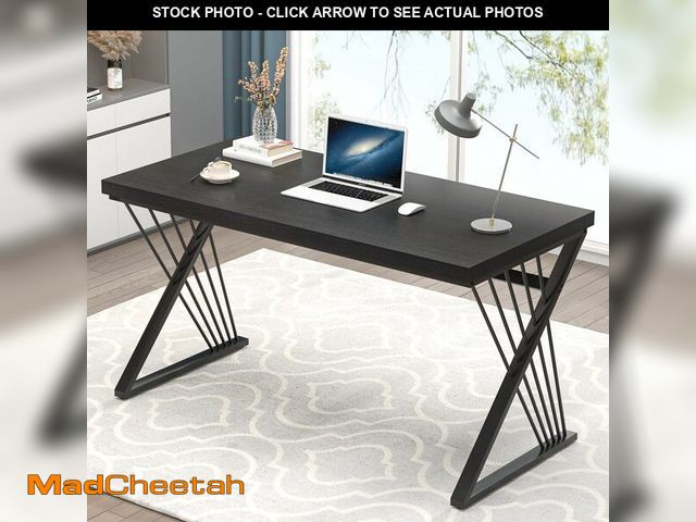 Lot 74-14601832 - FOLUBAN Black Desk, Modern Wood and Metal Computer Desk for Home Office, Simple Writing Work PC Desk...