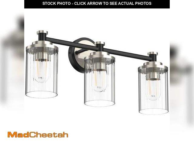Lot 74-14063431 - PHIXART Bathroom Lighting Fixtures Black and Brushed Nickel Bathroom Vanity Light with Cylindrical C...