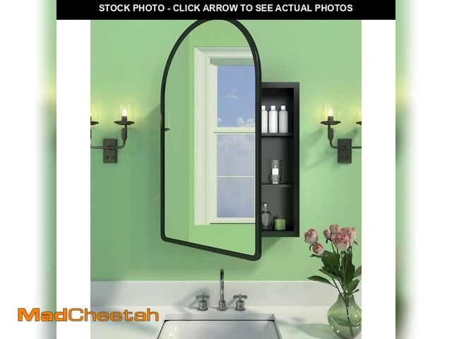 Lot 74-11988884 - 19.7"x31.5" Black Medicine Cabinet with Mirror, Arched Medicine Cabinet with Mirror for Bathroom Van...