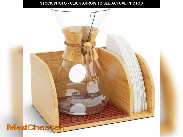 Lot 74-12973061 - HEXNUB Bamboo Caddy for Pour Over Coffee Maker, Fits Chemex, Bodum, Cosori, Heatproof Mat, Filter Ho...