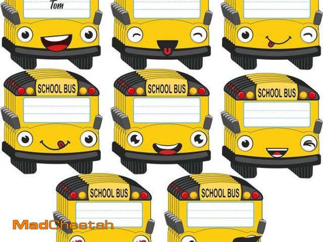 Lot 74-12331127 - Resurhang 48 Pcs Cute School Bus Dry Erase Magnetic Labels Student Name Tags Magnetic Locker Name Pl...