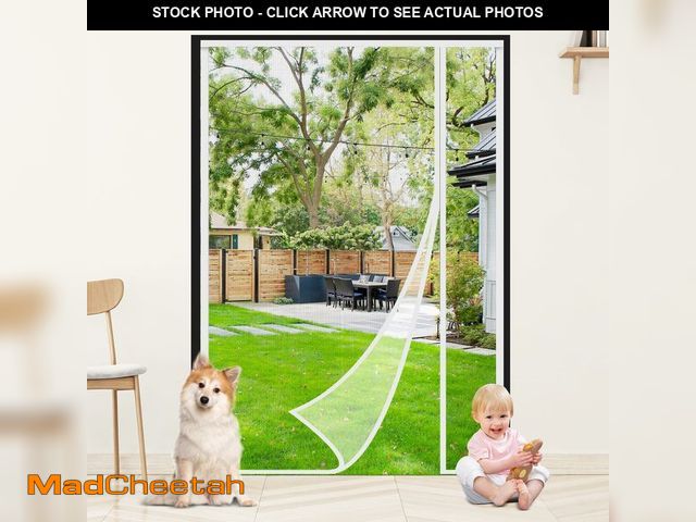 Lot 74-14215146 - White Fiberglass Magnetic Screen Door,Reversible Left or Right Side Opening, Keep Bugs Out, Hands Fr...