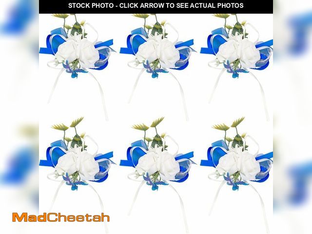 Lot 74-13627610 - Meldel Blue White Prom Wrist Corsage, Set of 6, Corsages for Prom, Bridal Hand Flower Rose for Rusti...